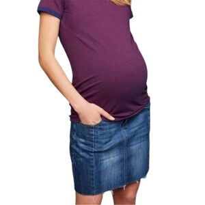 Maternity Denim Skirt NEW Size Large Side Panel blue distressed